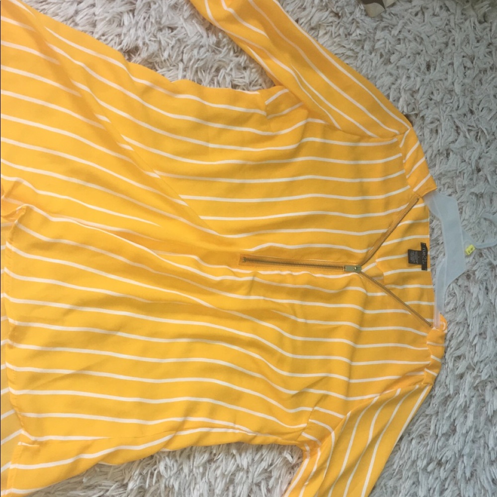 Rue 21 Large yellow and white strip shirt